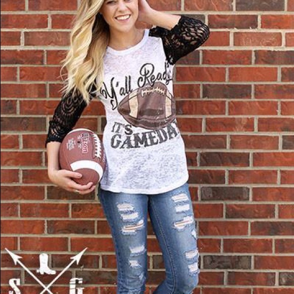 NWT Football Y’all Ready? It’s Gameday! Raglan Tee - Picture 2 of 7